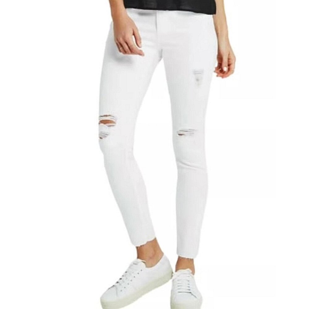 AG Legging Ankle Worn White Distressed Destroyed Ripped Edgy Skinny Stretch Jean